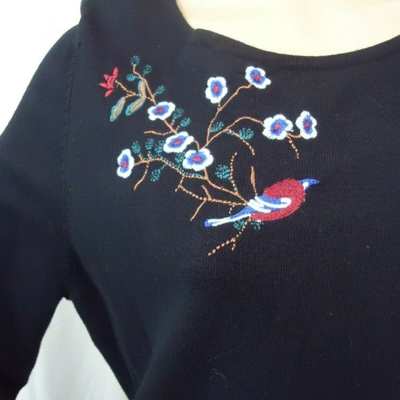 Charter Club Women's Black Embroidered Floral - Picture 6 of 7